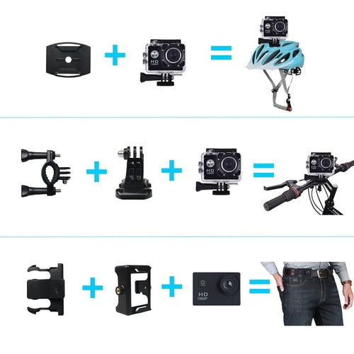 Cámara de acción deportiva 4K impermeable de 20 MP, grabadora y videocámara HD 1080P