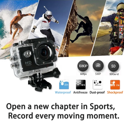 Cámara de acción deportiva 4K impermeable de 20 MP, grabadora y videocámara HD 1080P