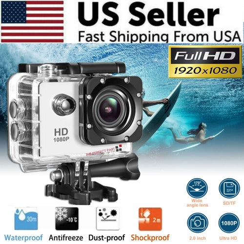 Cámara de acción deportiva 4K impermeable de 20 MP, grabadora y videocámara HD 1080P
