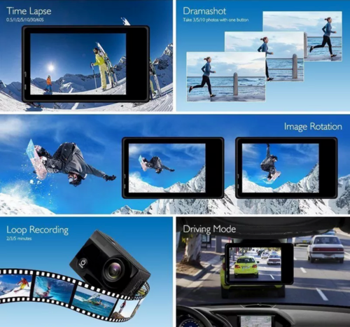Cámara de acción deportiva 4K impermeable de 20 MP, grabadora y videocámara HD 1080P