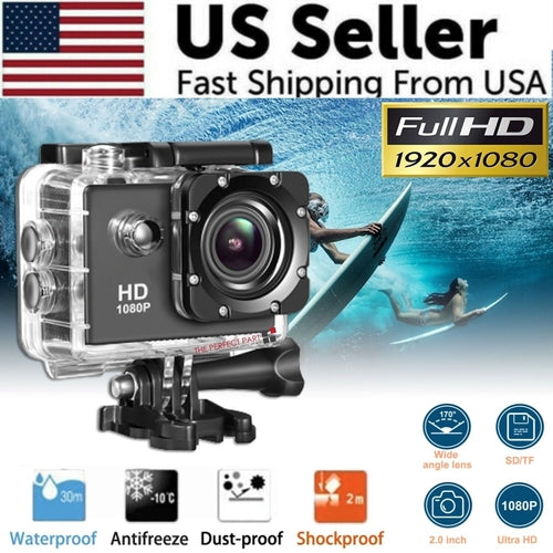 Cámara de acción deportiva 4K impermeable de 20 MP, grabadora y videocámara HD 1080P