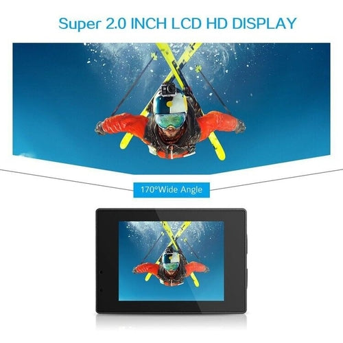 Cámara de acción deportiva 4K impermeable de 20 MP, grabadora y videocámara HD 1080P