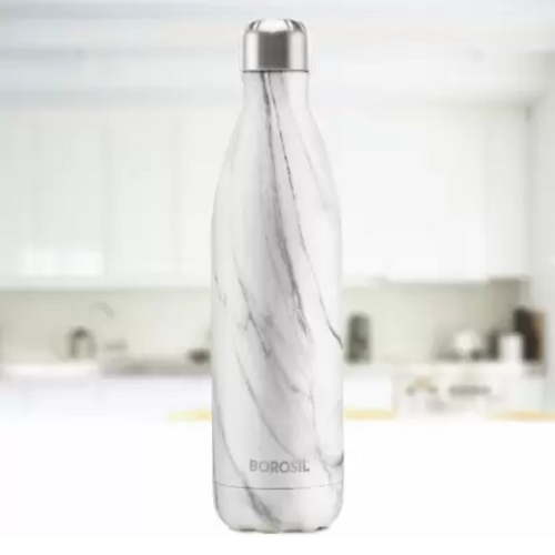 Botella Marble de 750 ml (Paquete de 1, blanca, de acero)